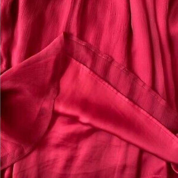 ❌Anthropologie Burlapp Red Silk Cocktail Dress Ruched Roses Small Formal - Picture 4 of 11
